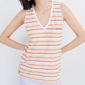 Madewell Whisper Cotton V-Neck Pocket Tank Top L